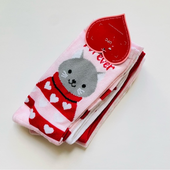 Women's 4 Pairs Ankle Crew Sock Set, Pink, Red, White Socks - Size 9-11 - Picture 2 of 4